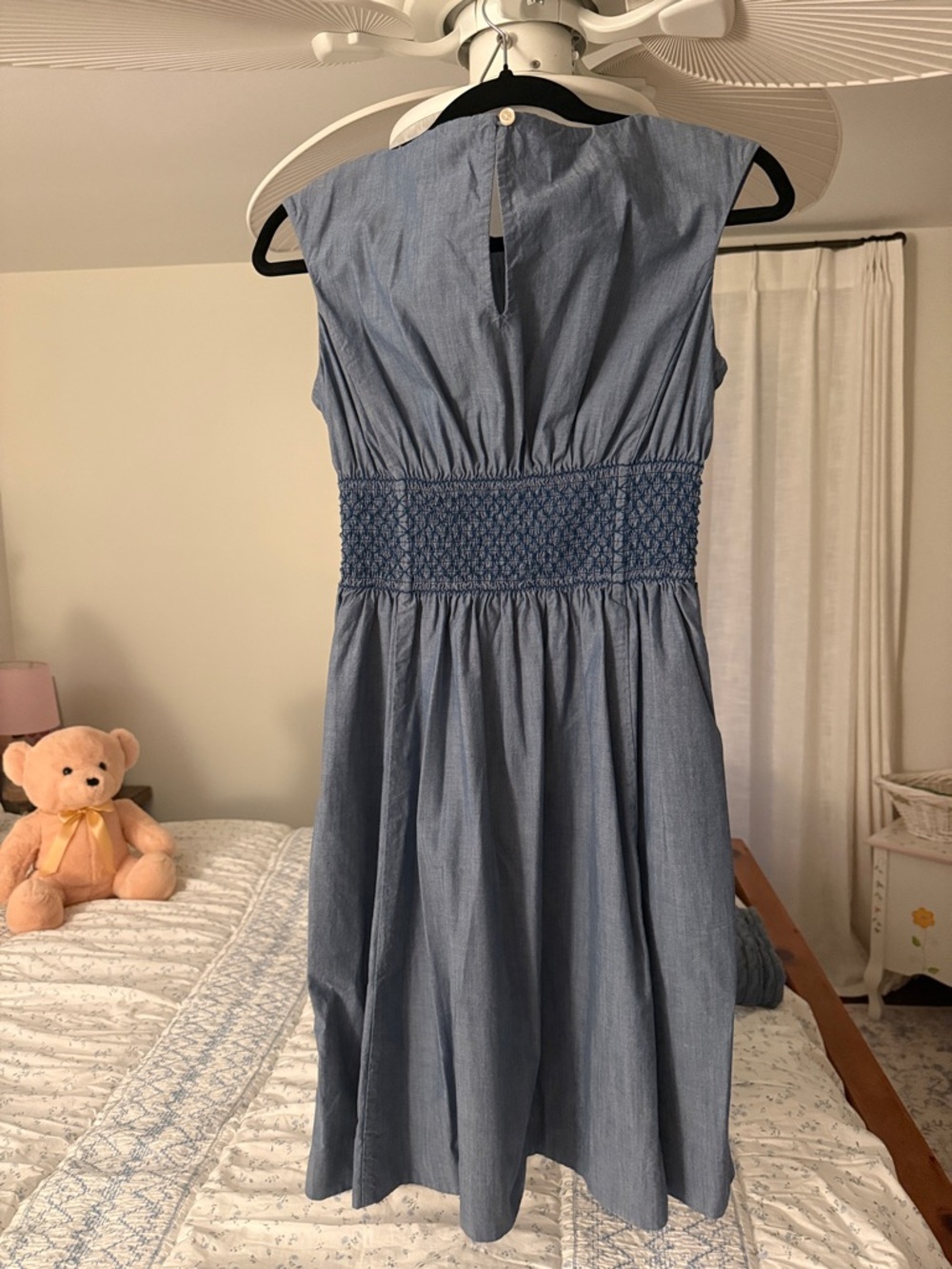 Kate Spade Blue Fit & Flare Dress Size 4 Smocked Waist Sleeveless - Picture 2 of 8